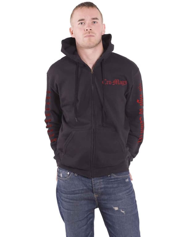 Cro-Mags Hoodie The Age Of Quarrel Band Logo Official Mens Black Zipped Black M
