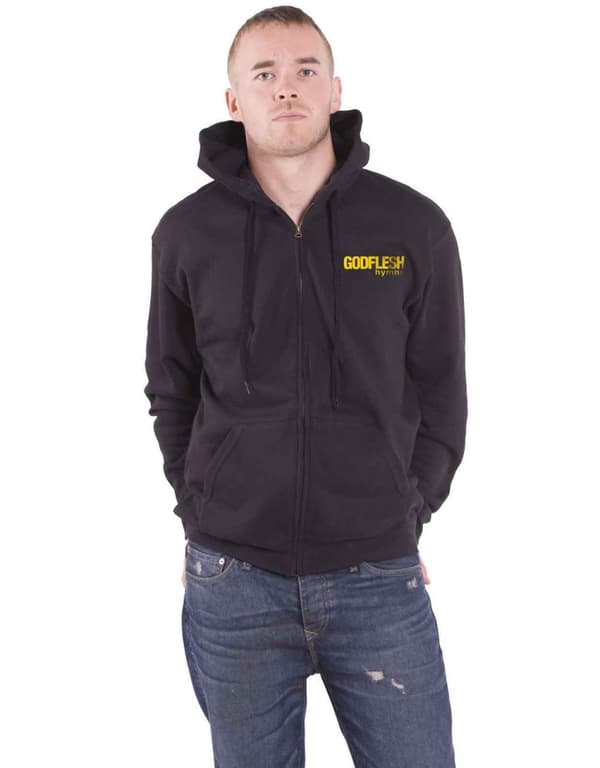 Godflesh Hoodie Hymns Band Logo Official Mens Black Zipped