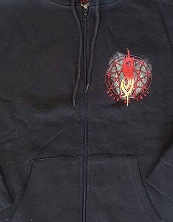 Slipknot Hoodie Burn Me Away Band Logo Official Mens Dark Grey Zipped