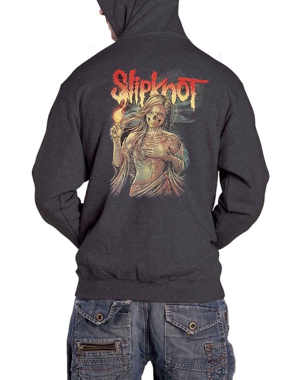 Slipknot Hoodie Burn Me Away Band Logo Official Mens Dark Grey Zipped