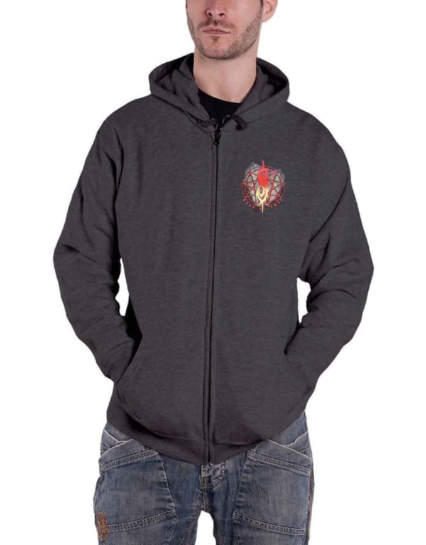 Slipknot Hoodie Burn Me Away Band Logo Official Mens Dark Grey Zipped