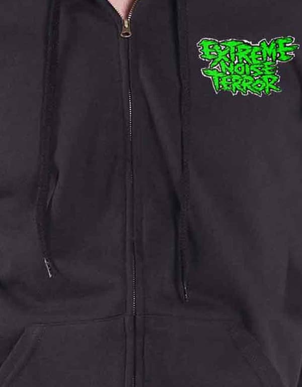 Extreme Noise Terror Hoodie Hardcore Attack Official Mens Black Zipped