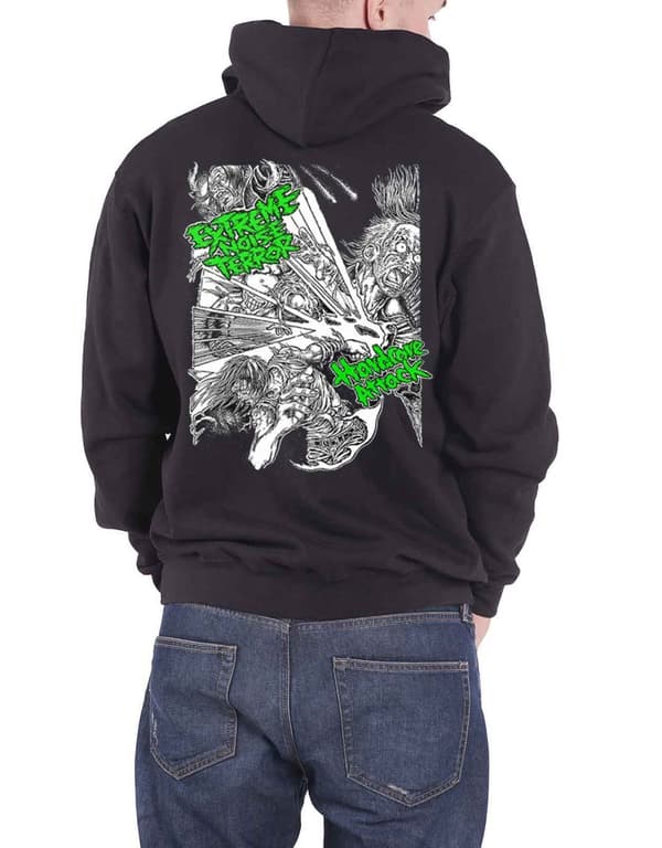 Extreme Noise Terror Hoodie Hardcore Attack Official Mens Black Zipped