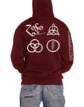 Miniatyrbild 2 av 4: Led Zeppelin Hoodie Symbols Band Logo Official Mens Maroon Red Zipped