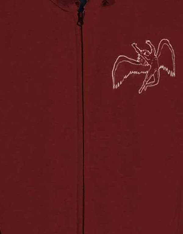 Led Zeppelin Hoodie Symbols Band Logo Official Mens Maroon Red Zipped