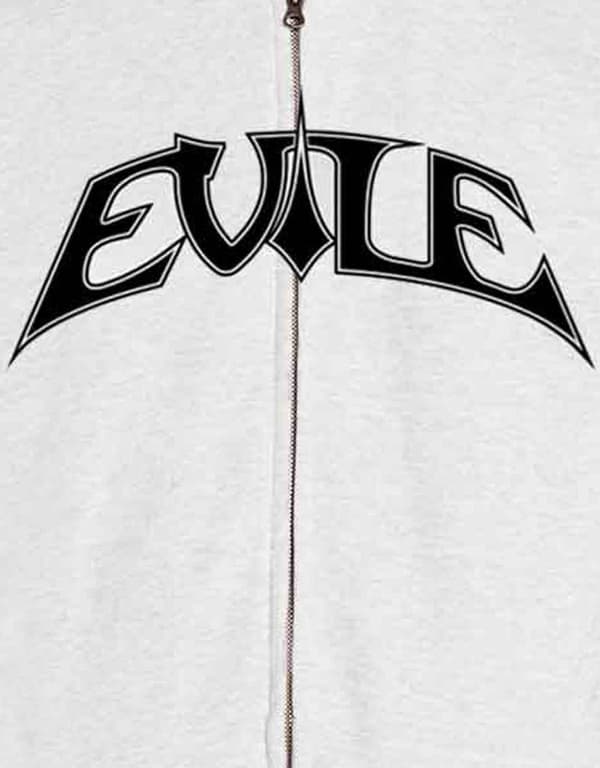 Evile Hoodie Hell Unleashed Band Logo Official Mens White Zipped