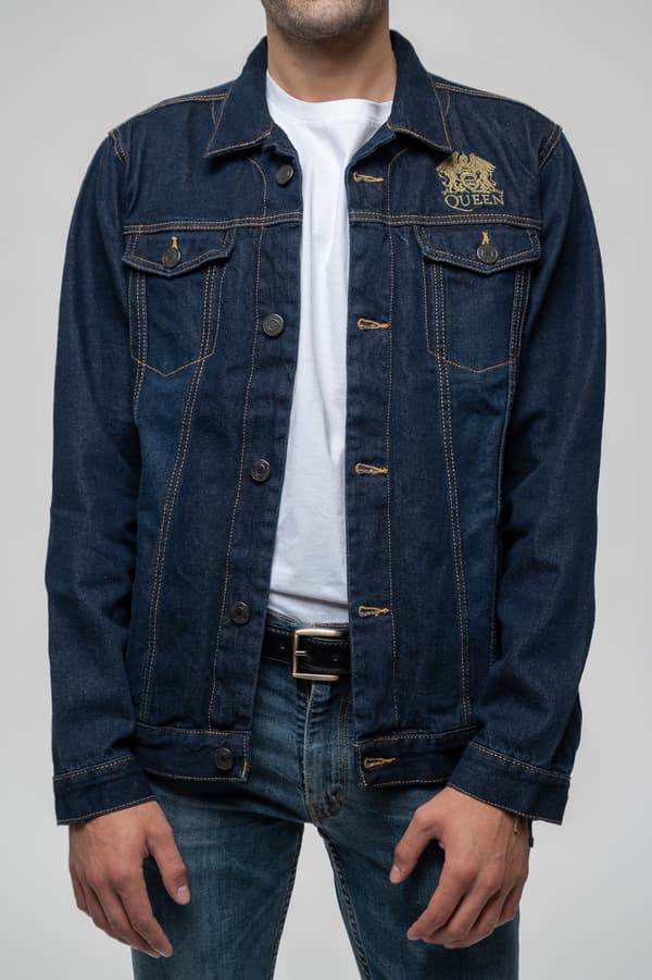 Queen Denim Jacket Classic Crest Band Logo Official Unisex