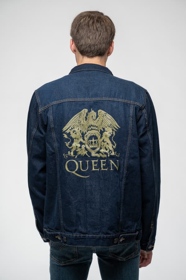Queen Denim Jacket Classic Crest Band Logo Official Unisex