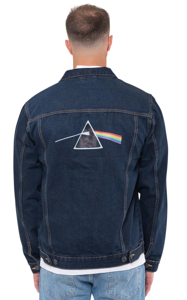 Pink Floyd Denim Jacket Dark Side of the Moon Band Logo Official Unisex Blue