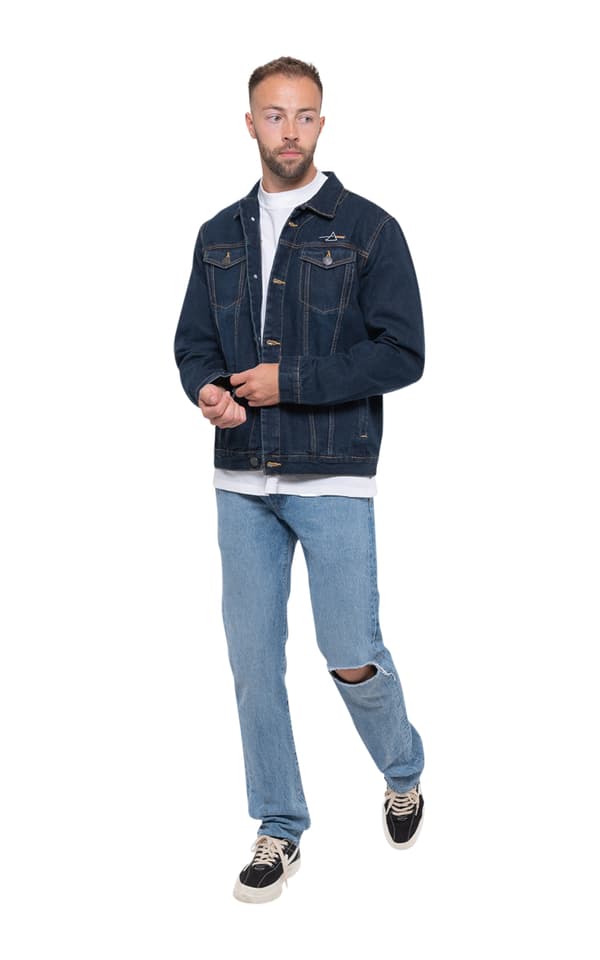 Pink Floyd Denim Jacket Dark Side of the Moon Band Logo Official Unisex Blue