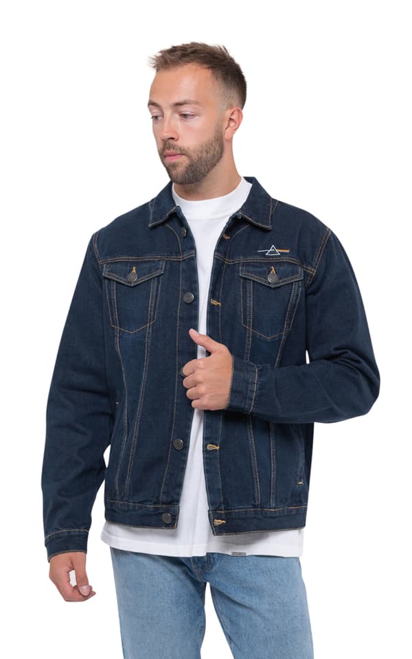 Pink Floyd Denim Jacket Dark Side of the Moon Band Logo Official Unisex Blue