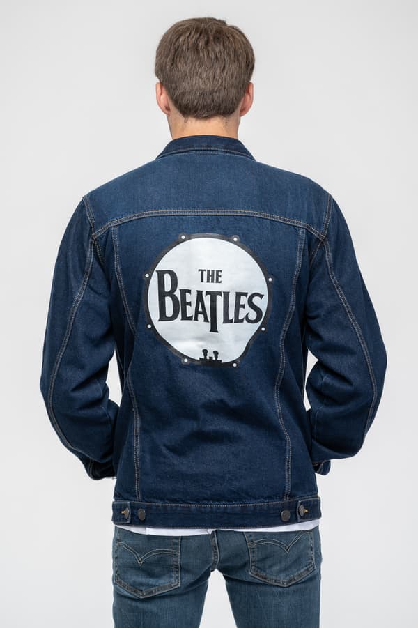 The Beatles Denim Jacket Drum Drop T Band Logo Official Unisex Blue
