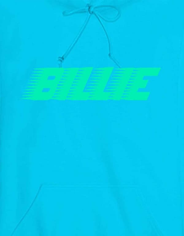 Billie Eilish Hoodie Logo and Blohsh Official Neon Blue Pullover