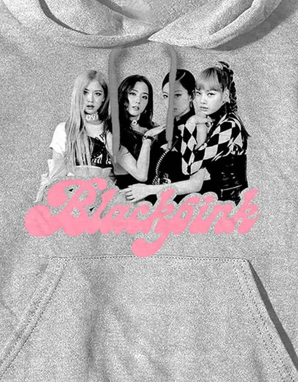 BlackPink Hoodie Photo Tee Band Logo Official Unisex Off White Pullover