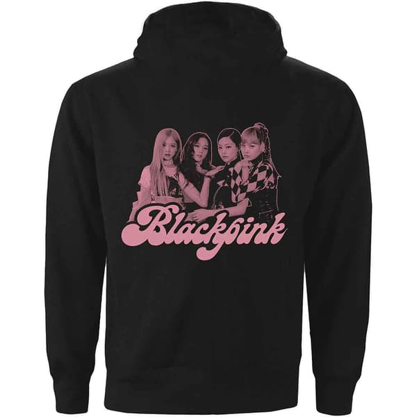 BlackPink Hoodie Photo Back Band Logo Official Unisex Black Pullover