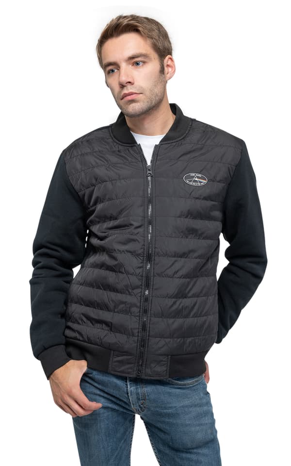 Pink Floyd Quilted Jacket Dark Side of the Moon Oval Logo Official Black Unisex Black M