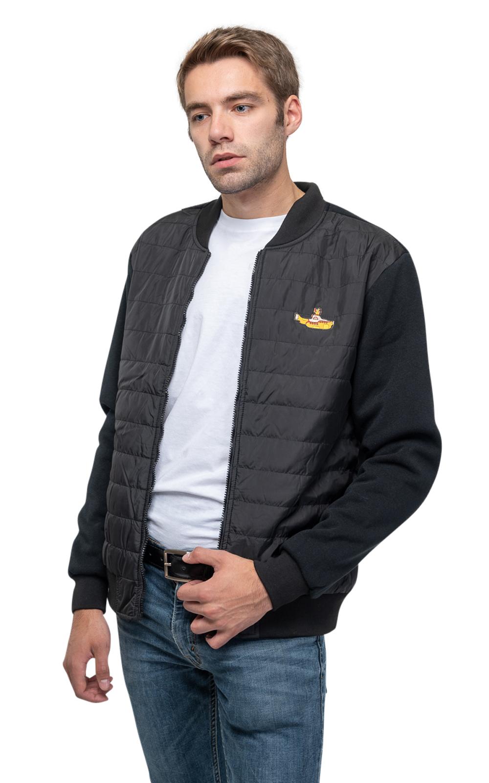 The Beatles Quilted Jacket Yellow Submarine Band Logo Official Black Unisex