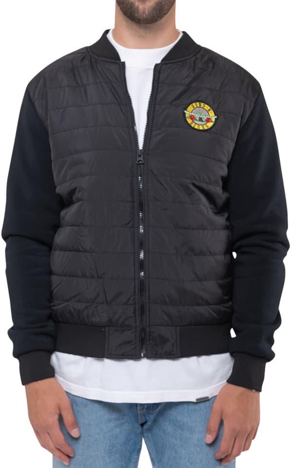 Guns N Roses Quilted Jacket Classic Band Logo Official Black Unisex