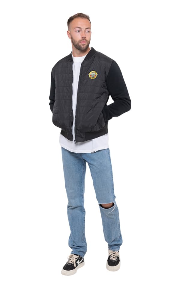 Guns N Roses Quilted Jacket Classic Band Logo Official Black Unisex