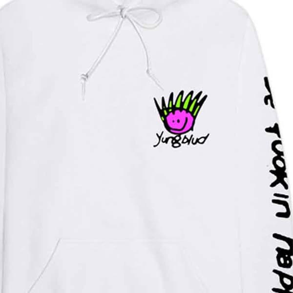 Yungblud Hoodie Be Happy Face Logo Official White Pullover Unisex