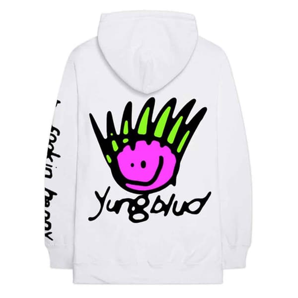 Yungblud Hoodie Be Happy Face Logo Official White Pullover Unisex