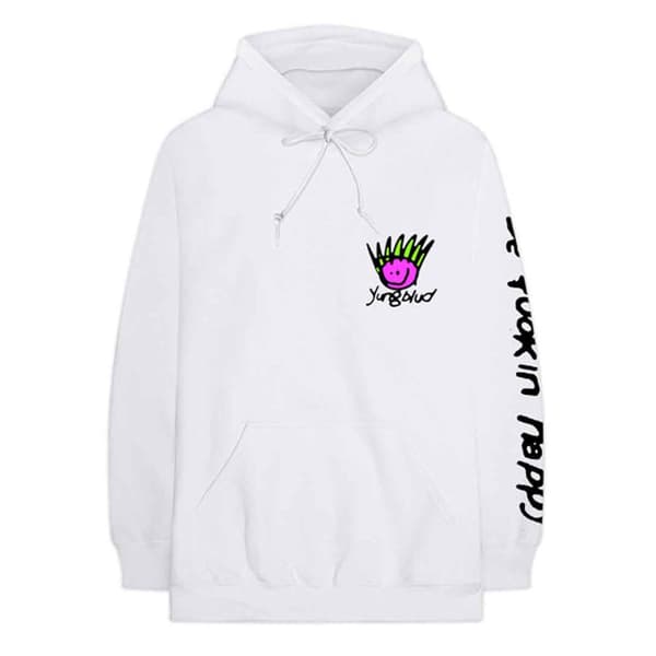 Yungblud Hoodie Be Happy Face Logo Official White Pullover Unisex