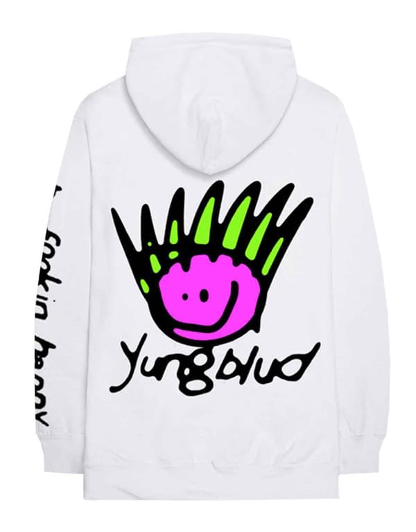 Yungblud Hoodie Be Happy Face Logo Official White Pullover Unisex