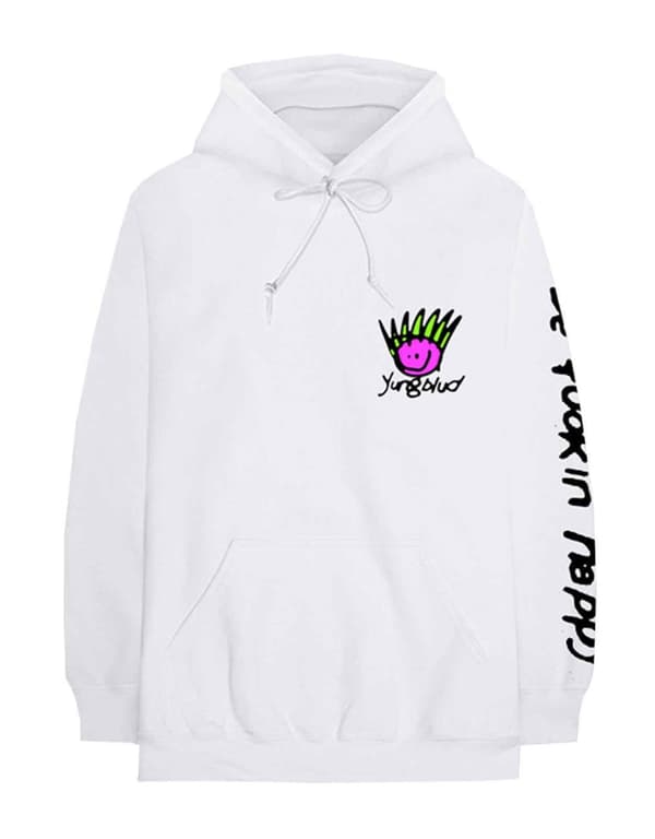 Yungblud Hoodie Be Happy Face Logo Official White Pullover Unisex