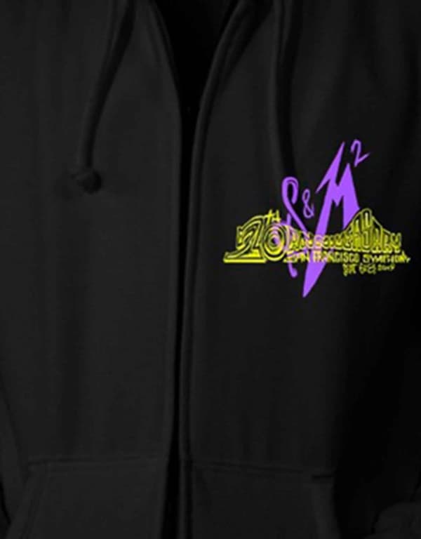 Metallica Hoodie S&m2 Anniversary Band Logo Official Mens Black Zipped