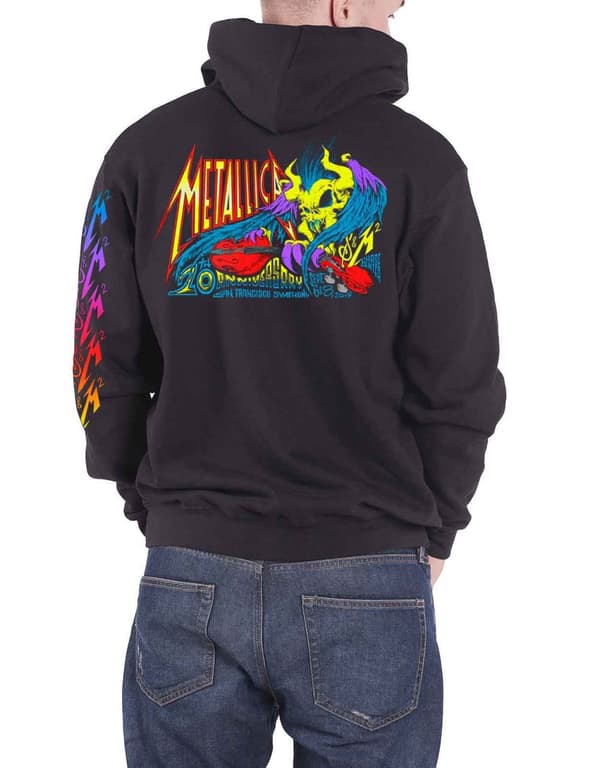 Metallica Hoodie S&m2 Anniversary Band Logo Official Mens Black Zipped
