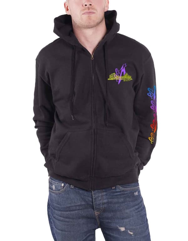 Metallica Hoodie S&m2 Anniversary Band Logo Official Mens Black Zipped Black S