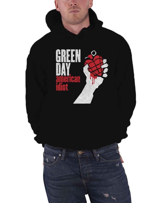 Green Day Hoodie American Idiot Band Logo Official Mens Black Pullover