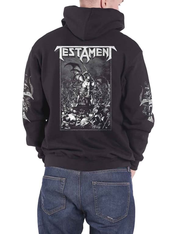 Testament Hoodie Pitchfork Horns Band Logo Official Mens Black Pullover