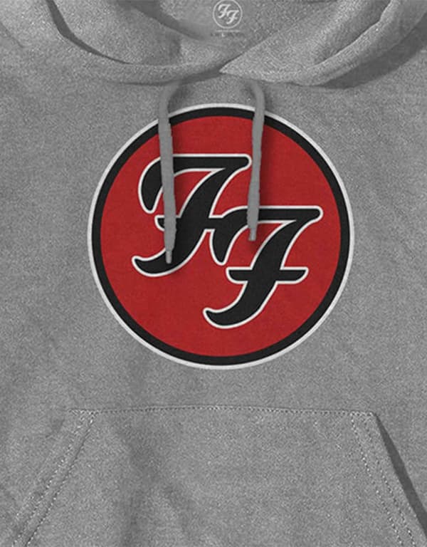 Foo Fighters Hoodie FF Band Logo Official Mens Grey Pullover
