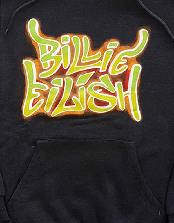 Billie Eilish Hoodie Airbrush Flames Blohsh Official Unisex Dark Grey Pullover