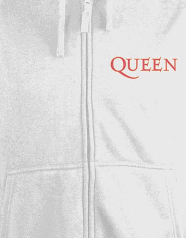 Queen Hoodie Classic Crest Band Logo Official Womens White Zipped