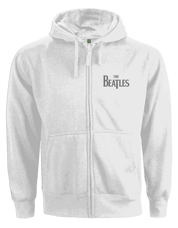 The Beatles Hoodie Classic Drop T Logo Official Womens White Pullover