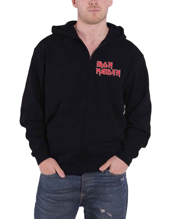 Iron Maiden Mens Hoodie Black No Prayer Classic Official design Zipped