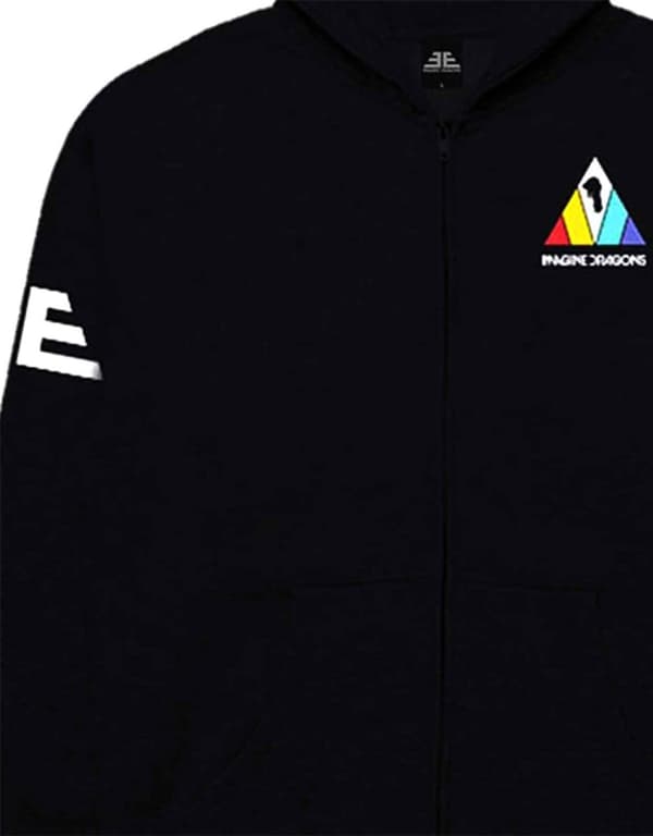 Imagine Dragons Hoodie Triangle Band Logo Official Mens Black Zipped