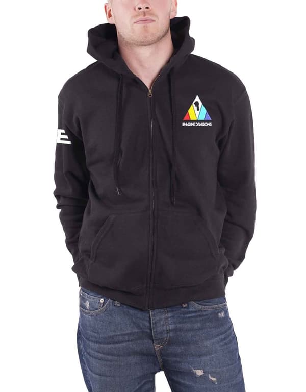 Imagine Dragons Hoodie Triangle Band Logo Official Mens Black Zipped