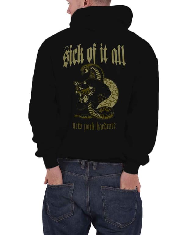 Sick Of It All Hoodie Panther Logo NY Hardcore Official Mens Black Pullover