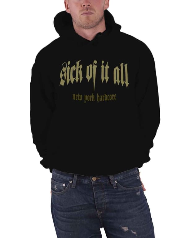 Sick Of It All Hoodie Panther Logo NY Hardcore Official Mens Black Pullover Black M