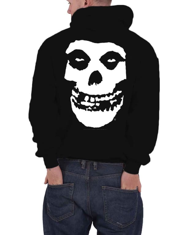 Misfits Hoodie Skull Band Logo Back Print Official Mens Black Pullover
