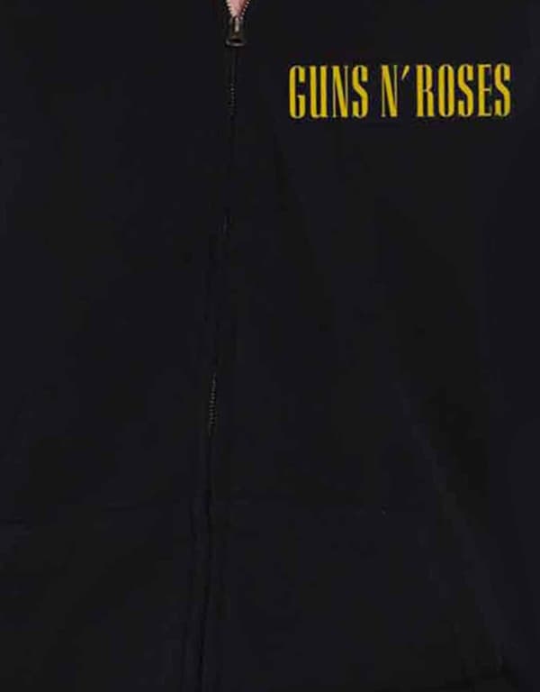 Guns N Roses Hoodie Classic Band Logo Official Mens Black Zipped Black