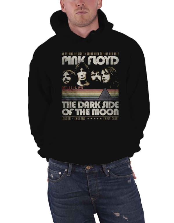 Pink Floyd Hoodie Dark side of the Moon Retro Stripes official Mens Pullover Black S