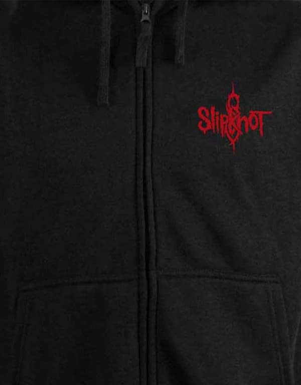 Slipknot Hoodie 9 Point Star Band Logo Official Mens Black Zipped