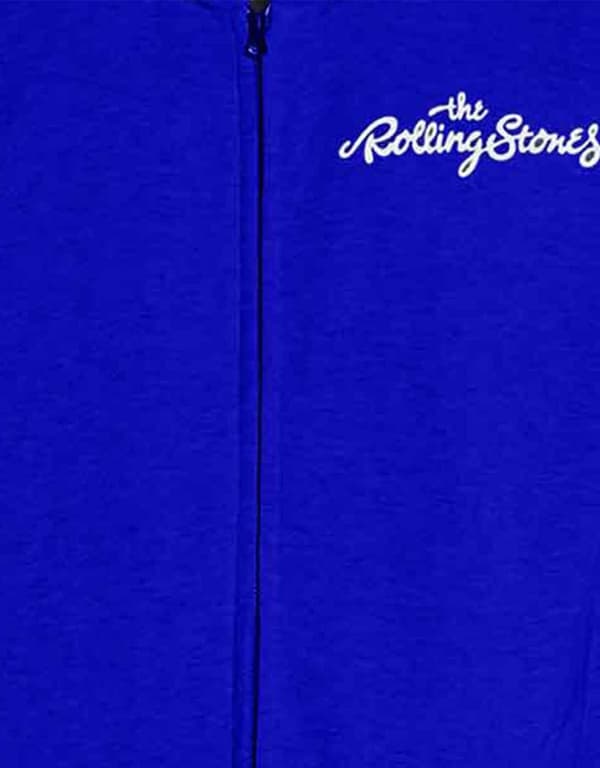 The Rolling Stones Hoodie Classic Tongue Band Logo Official Navy Blue Zipped