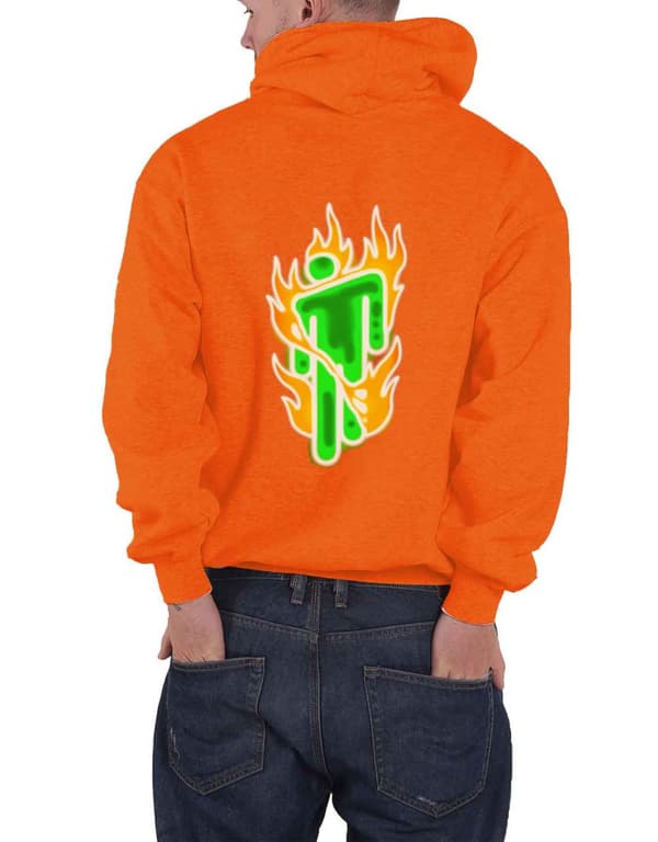 Billie Eilish Hoodie Airbrush Flames Blohsh Official Unisex Orange Pullover XL