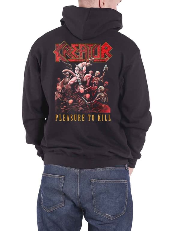 Kreator Hoodie Pleasure To Kill Band Logo Official Mens Black Zipped