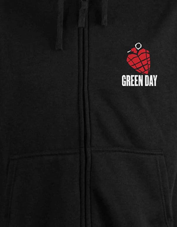Green Day Hoodie American Idiot Band Logo Official Mens Black Zipped